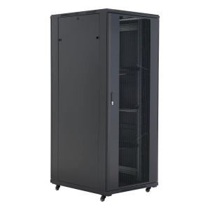 800mm perforated floor network cabinet – FINEN A3 Series A38827 floor standing 19-inch network cabinet with perforated metal mesh front door and bi-fold rear door.