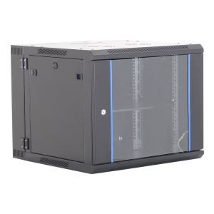 Double sections wall network cabinet – FINEN WMG Series WMG6606 wall mount enclosure with 100mm back swing panel and tempered glass door,